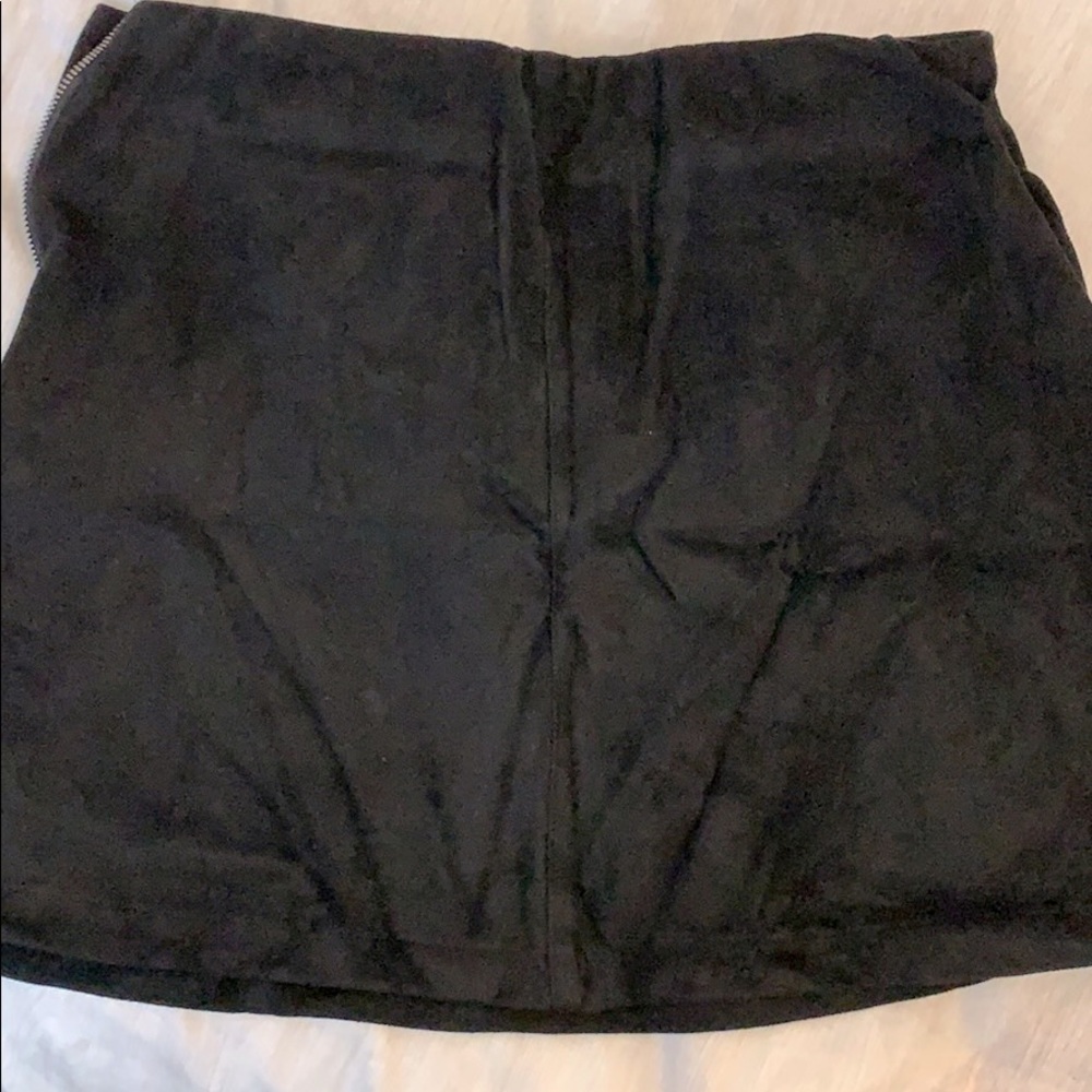 Black mini suede skirt